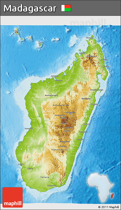 Physical 3D Map of Madagascar