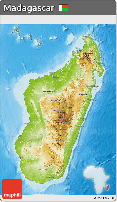 Physical 3D Map of Madagascar