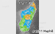 Political 3D Map of Madagascar, darken, desaturated