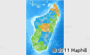 Political 3D Map of Madagascar, darken, land only