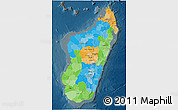 Political 3D Map of Madagascar, darken