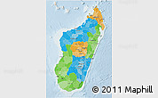 Political 3D Map of Madagascar, lighten