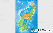 Political 3D Map of Madagascar, single color outside