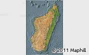 Satellite 3D Map of Madagascar, semi-desaturated