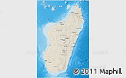 Shaded Relief 3D Map of Madagascar, desaturated, land only
