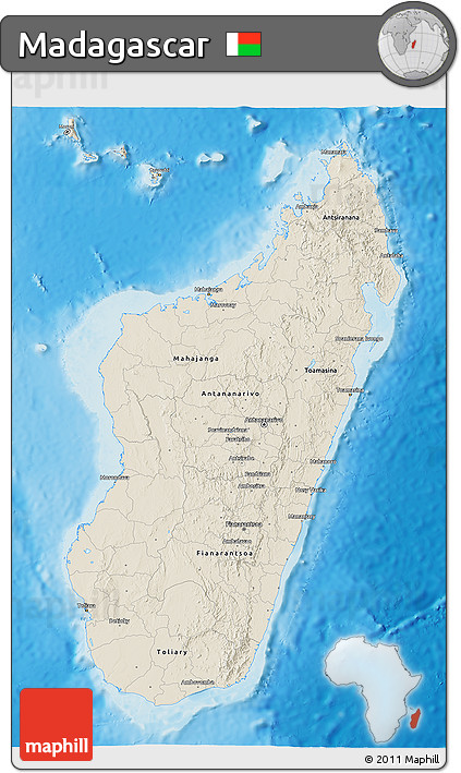 Shaded Relief 3D Map of Madagascar