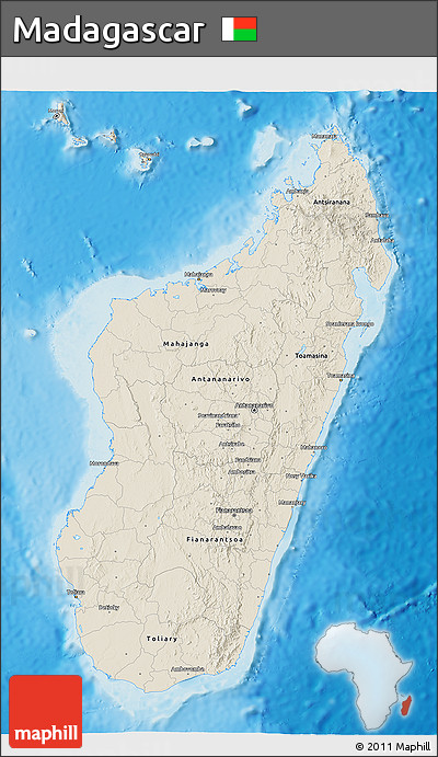 Shaded Relief 3D Map of Madagascar