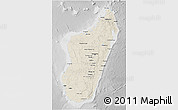 Shaded Relief 3D Map of Madagascar, lighten, desaturated