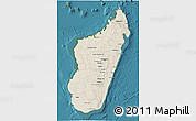 Shaded Relief 3D Map of Madagascar, satellite outside