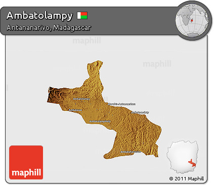 Physical 3D Map of Ambatolampy, single color outside