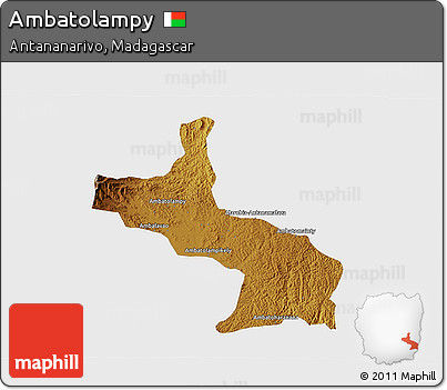 Physical 3D Map of Ambatolampy, single color outside