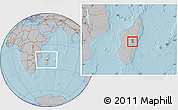 Gray Location Map of Ambatolampy, within the entire country, hill shading