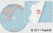 Gray Location Map of Ambatolampy, highlighted country, hill shading