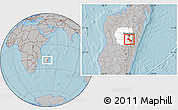 Gray Location Map of Ambatolampy, highlighted parent region, hill shading