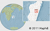 Savanna Style Location Map of Ambatolampy, highlighted country, hill shading