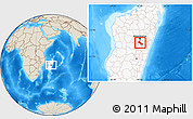 Shaded Relief Location Map of Ambatolampy, highlighted country