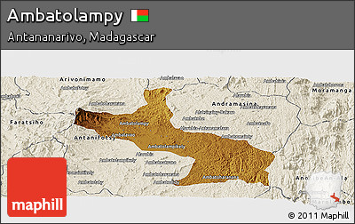 Physical Panoramic Map of Ambatolampy, shaded relief outside