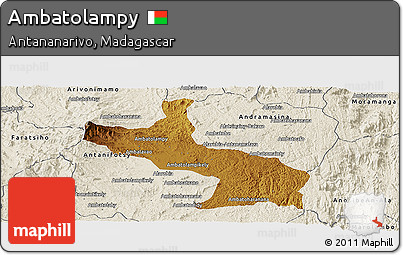 Physical Panoramic Map of Ambatolampy, shaded relief outside