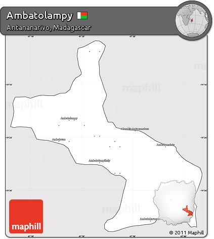 Silver Style Simple Map of Ambatolampy, cropped outside