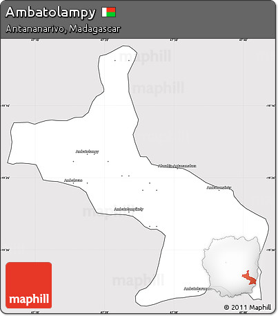 Silver Style Simple Map of Ambatolampy, cropped outside