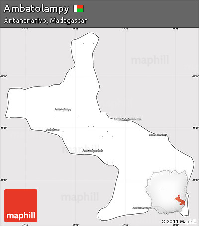 Silver Style Simple Map of Ambatolampy, cropped outside