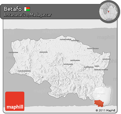 Gray 3D Map of Betafo, single color outside