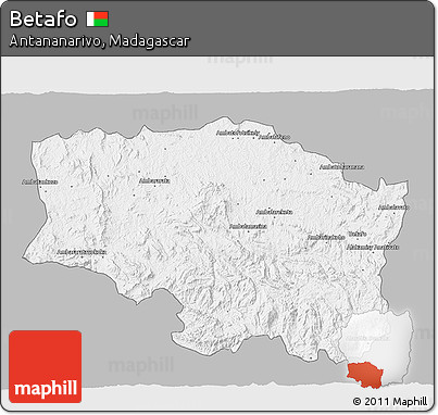 Gray 3D Map of Betafo, single color outside