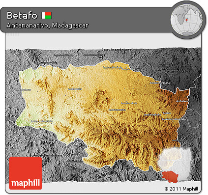 Physical 3D Map of Betafo, darken, desaturated