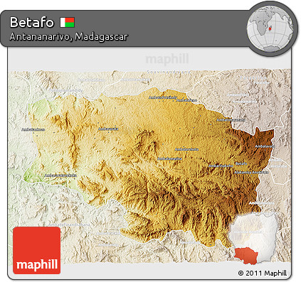 Physical 3D Map of Betafo, lighten