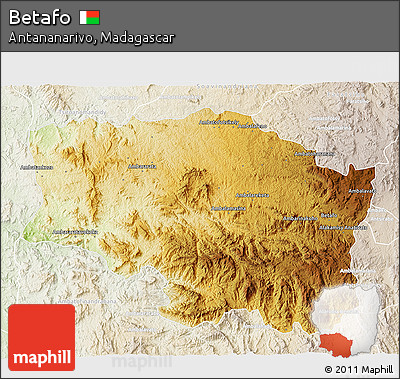 Physical 3D Map of Betafo, lighten