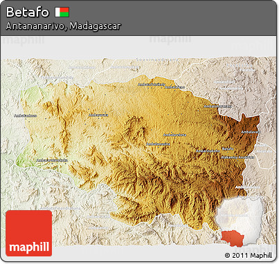 Physical 3D Map of Betafo, lighten