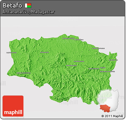 Political 3D Map of Betafo, single color outside
