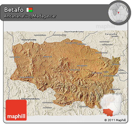 Satellite 3D Map of Betafo, shaded relief outside