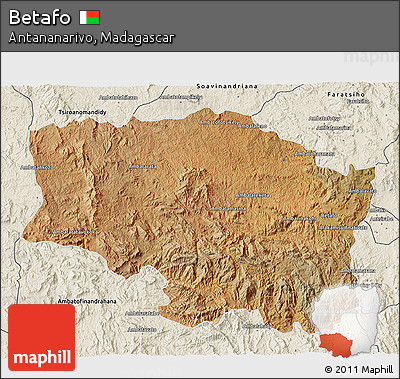 Satellite 3D Map of Betafo, shaded relief outside