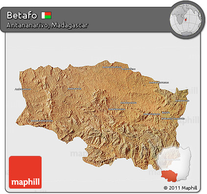 Satellite 3D Map of Betafo, single color outside