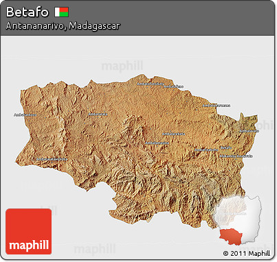 Satellite 3D Map of Betafo, single color outside