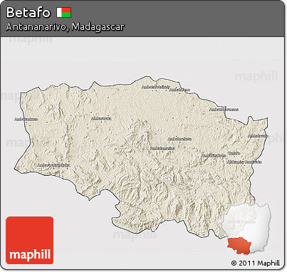 Shaded Relief 3D Map of Betafo, cropped outside