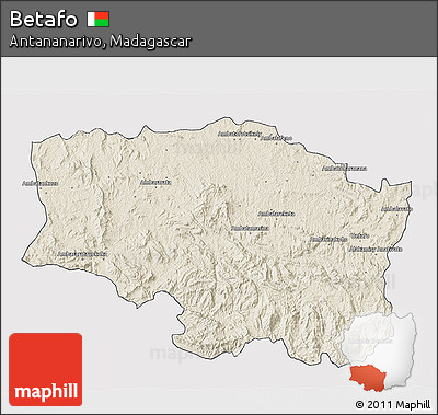 Shaded Relief 3D Map of Betafo, cropped outside