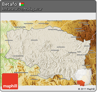 Shaded Relief 3D Map of Betafo, physical outside
