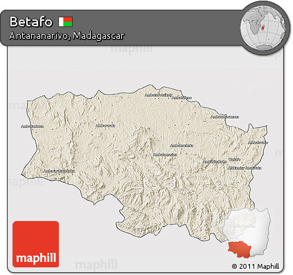 Shaded Relief 3D Map of Betafo, single color outside