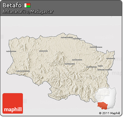 Shaded Relief 3D Map of Betafo, single color outside