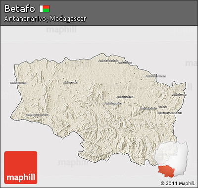 Shaded Relief 3D Map of Betafo, single color outside