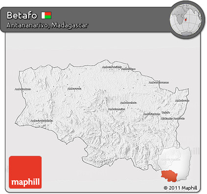 Silver Style 3D Map of Betafo, single color outside