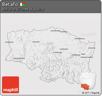 Silver Style 3D Map of Betafo, single color outside