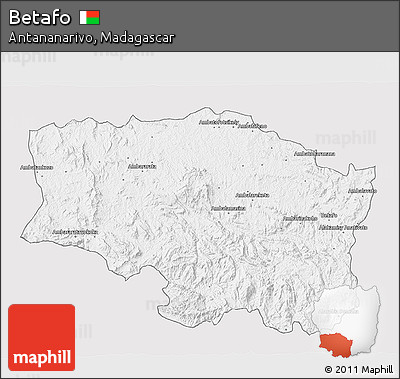 Silver Style 3D Map of Betafo, single color outside