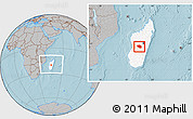 Gray Location Map of Betafo, highlighted country, within the entire country, hill shading