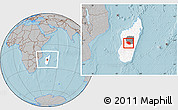 Gray Location Map of Betafo, highlighted country, highlighted parent region, within the entire country, hill shading