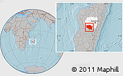 Gray Location Map of Betafo, highlighted parent region, hill shading