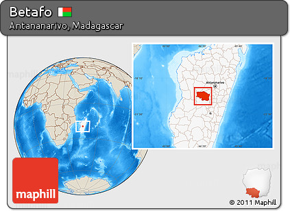 Shaded Relief Location Map of Betafo, highlighted country