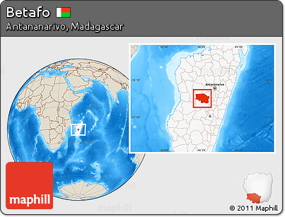 Shaded Relief Location Map of Betafo, highlighted country